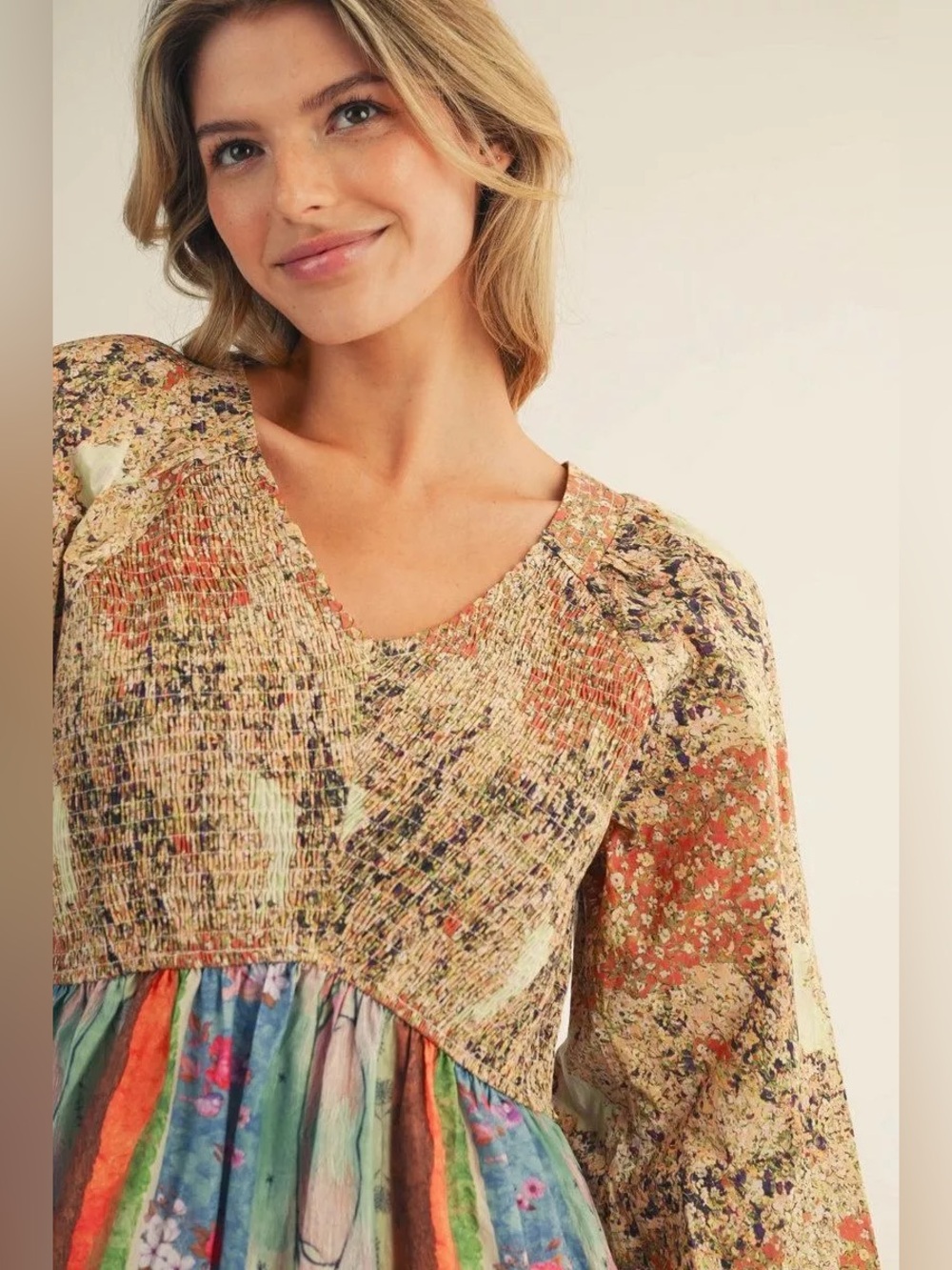 #258 Boho Patchwork Maxi Dress in Multicolor - Picture 3 of 4